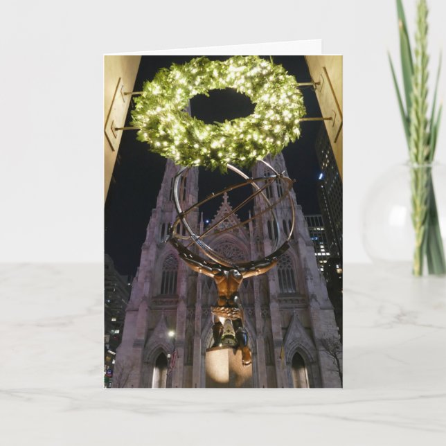 Atlas & St. Patrick's Cathedral, Weihnachten - Kar Karte (Vorderseite)