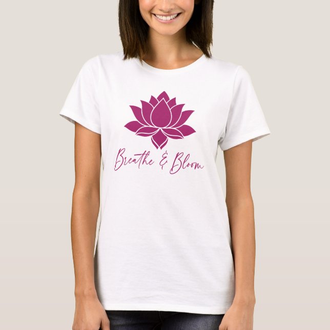 Atme & Blühe Lotus-Design T-Shirt (Vorderseite)