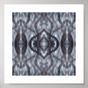 Atme dunkelblaue abstrakte Aquarellkunst Poster