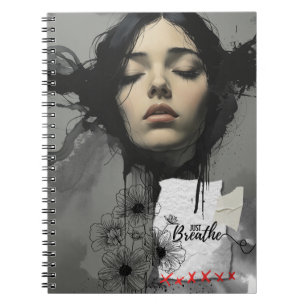 Atme einfach Modernes Tinten-Portrait-Notizbuch Jo Notizblock