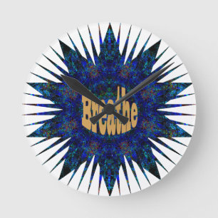 Atmen, auf Blue Boho Star Runde Wanduhr