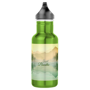 Atmen Sie einfach den Bergwald Gold Green Edelstahlflasche