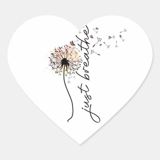 Atmen Sie einfach den Dandelion Butterfly Inspirat Herz-Aufkleber (Vorderseite)