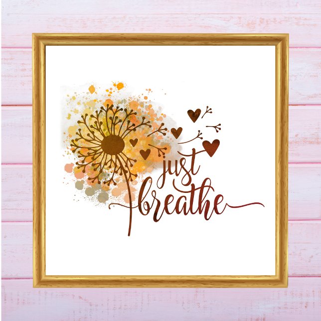 Atmen Sie einfach den Kronleuchter Hört Ermutigung Poster (Just Breathe Dandelion Blowing in Wind Watercolor Wall Art. Digital or Printed. Yoga Meditation )