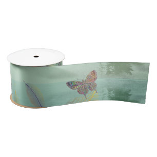 Atmen Sie einfach die Blätter Butterfly Green Moun Satinband