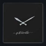 Atmen Sie einfach schwarz elegante Skript-Yoga gro Quadratische Wanduhr<br><div class="desc">Moderne Yoga-Uhr mit schicken schwarzen Hintergrund und elegantem,  weißem Schriftsatz mit dem Zitat "Atmen".</div>