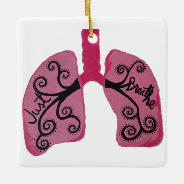 Atmen Sie einfach Weihnachtsverzierung Keramikornament (Vorderseite)