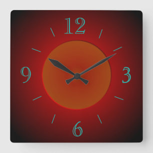 Atmosphärisch rot/orange mit Glühen > Wandleuchte Quadratische Wanduhr