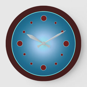 Atmosphärische Blaue Aqua-Uhr mit roten Spot-Ziffe Große Wanduhr