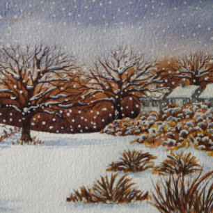 atmosphärische Hütten Schneeszene bei Weihnachten Puzzle