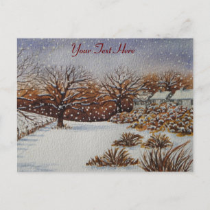 atmosphärische Weihnachtsszene ruinäre Hütten Schn Feiertagspostkarte