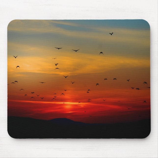 Atmosphärischer Himmel, Sonnenuntergang, Vögel, sc Mousepad (Vorne)