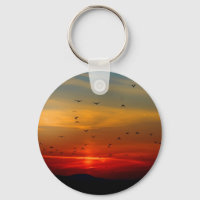Atmosphärischer Himmel, Sonnenuntergang, Vögel, sc