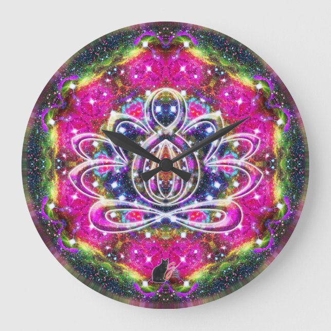 Atmosphärischer Zen Lotus Clock Große Wanduhr (Vorderseite)