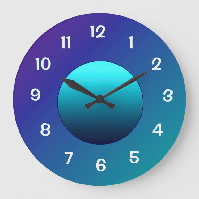Atmosphärisches Aqua Blue Moon Wall Clock Große Wanduhr (Vorderseite)