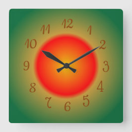 Atmosphärisches Orange/Rot und Grün > Küchenuhren Quadratische Wanduhr