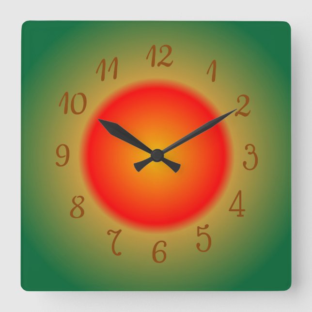 Atmosphärisches Orange/Rot und Grün > Küchenuhren Quadratische Wanduhr (Vorderseite)