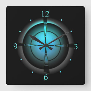 Atmospheric in Green/Aqua/Black > Wall Clock Quadratische Wanduhr