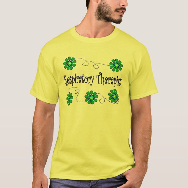 Atmungstherapeut-Retro Blumen-Entwurf T-Shirt (Vorderseite)