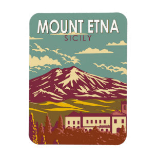 Ätna Sizilien Reise Kunst Vintage Magnet