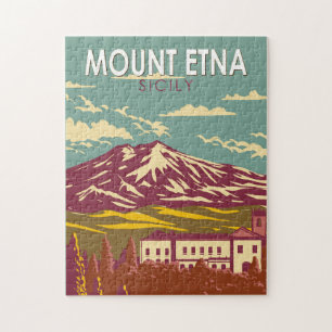 Ätna Sizilien Reise Kunst Vintage Puzzle