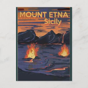 Ätna, Sizilien Vintage-Reiseposter Postkarte