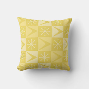 Atom Age Checkered Boomerangs Gelb Kissen