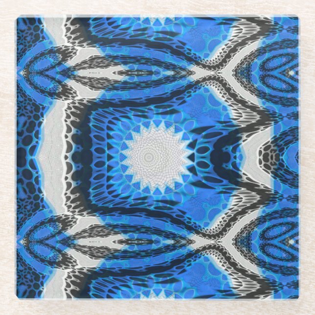Atom Blau Glasuntersetzer (Vorderseite)