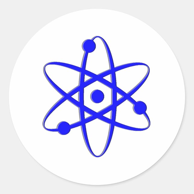 Atom blau runder aufkleber (Vorderseite)