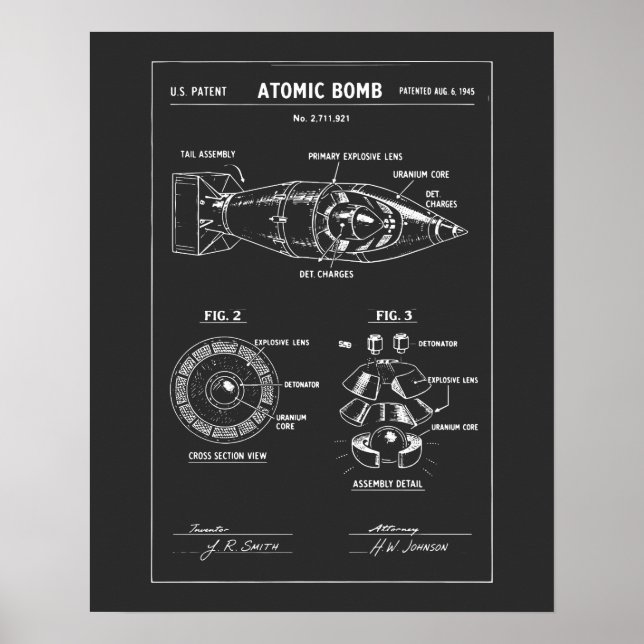 Atom-Bombe Blueprint-Skizze Poster (Vorne)