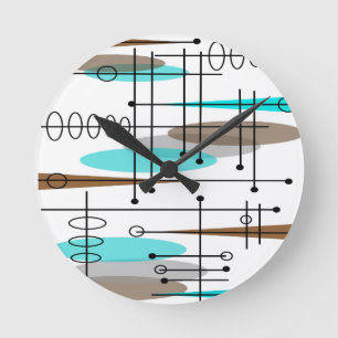 Atom-Epoche inspiriertes Mid-Century-Design 13 Runde Wanduhr