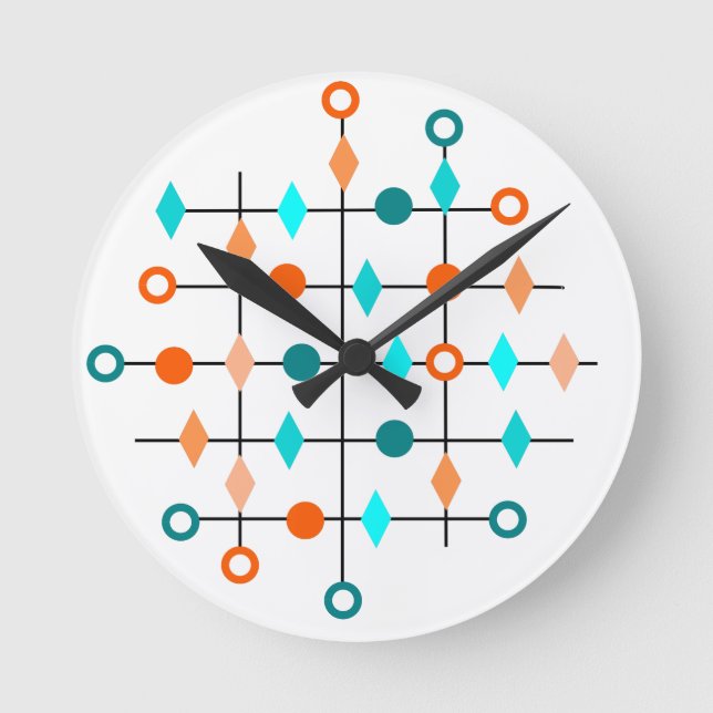 Atom Grid  Runde Wanduhr (Vorderseite)