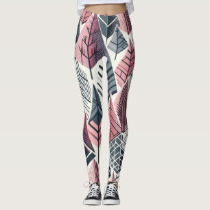Atom-Pink-Graue geometrische Baum-Muster Leggings