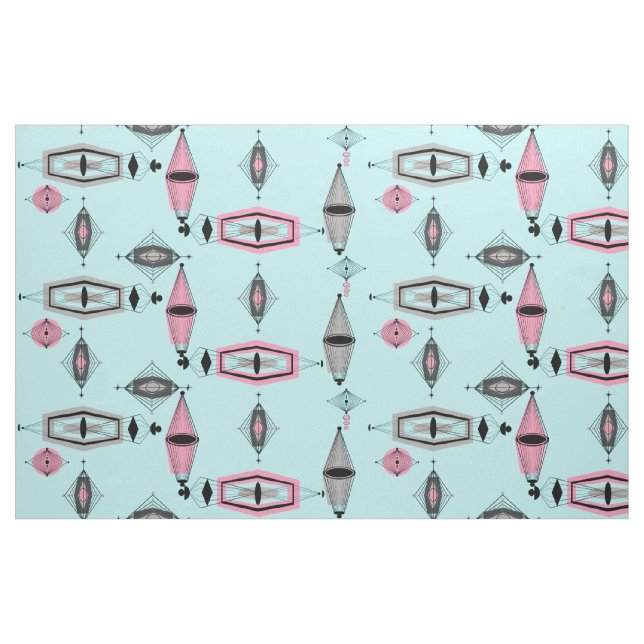 Atom-Pink- und Grau gemusteter Stoff (Fat Quarter (45,7 x 55,9 cm))