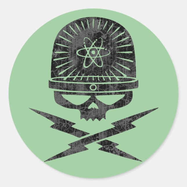 Atom-Pirat Runder Aufkleber (Vorderseite)