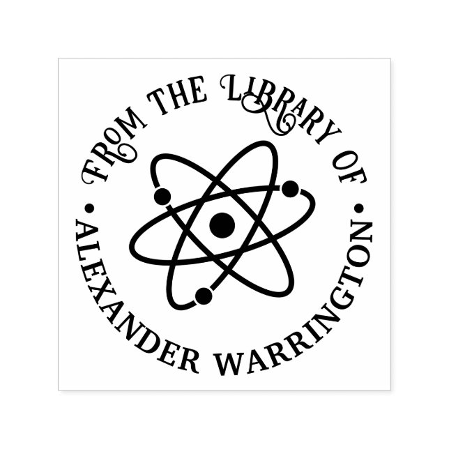 Atom Symbol #2 "Aus der Bibliothek" Buchname Permastempel (Design)