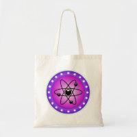 Atom Symbol auf rosa Hintergrund