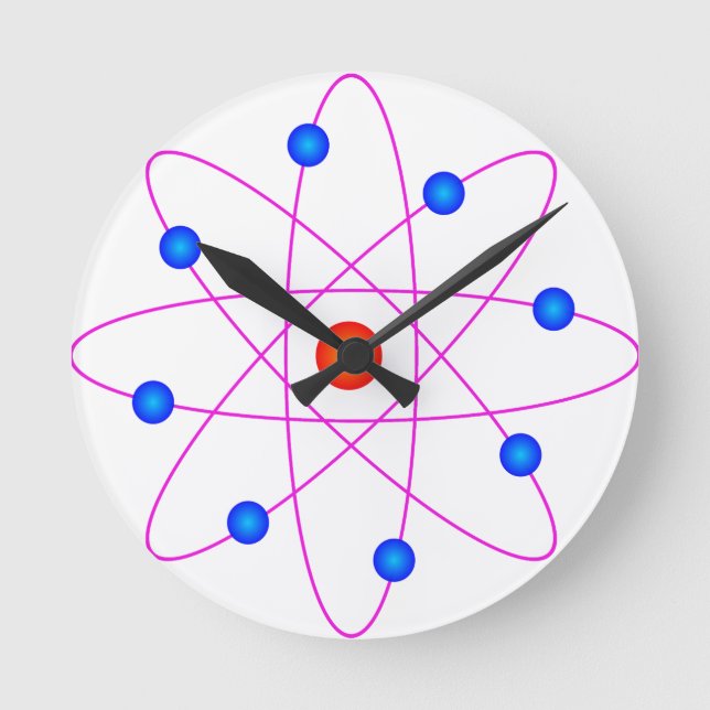 Atom Vector Clipart Runde Wanduhr (Vorderseite)