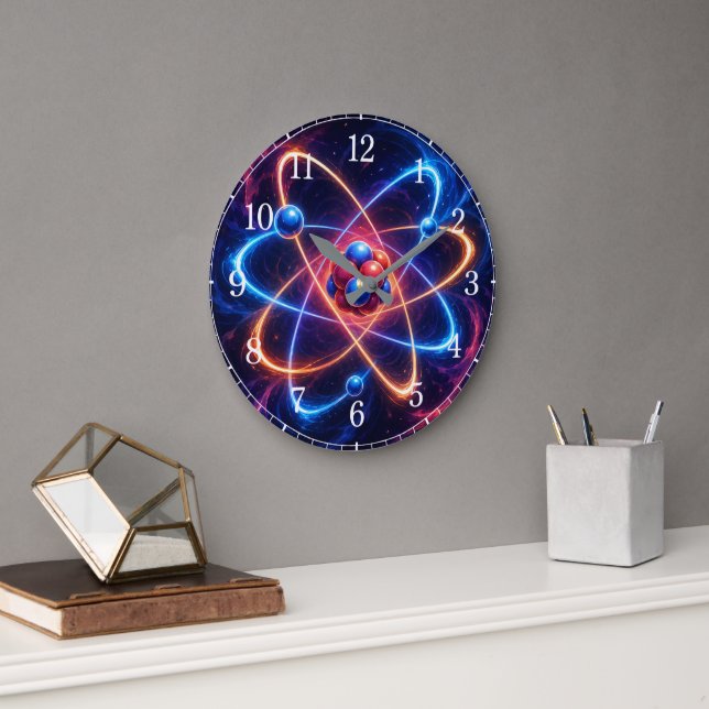 Atom Wall Clock — Science-Inspired Design Große Wanduhr (Büro)