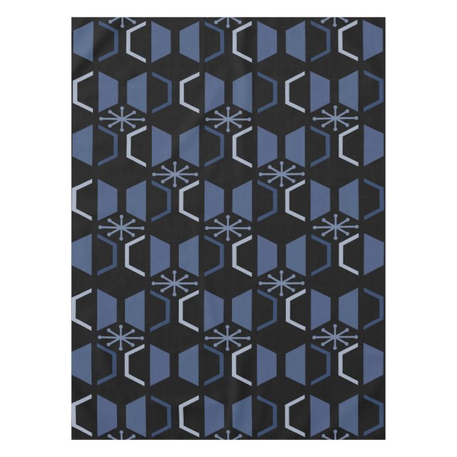 Atomalter Hexagons Schwarz Blau Tischdecke (Vorderseite)