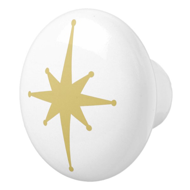 Atomalter Retro 50er Sternexplosion Single in Senf Keramikknauf (Rechts)