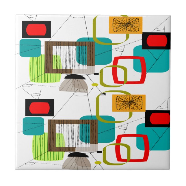 Atomar inspiriertes abstraktes Design Fliese (Vorderseite)
