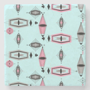 Atomar Pink & Grau gemustertes Marmorstein-Unterse Steinuntersetzer