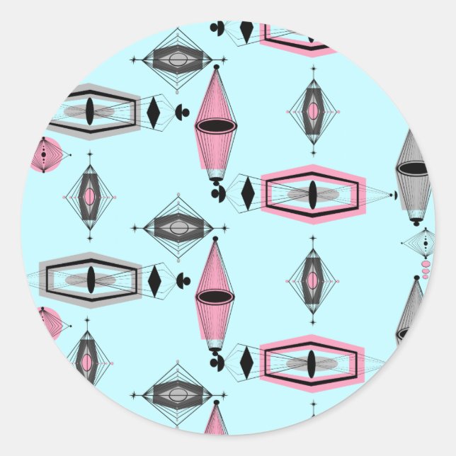 Atomar Pink & Grau Muster Aufkleber (Vorderseite)