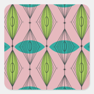 Atomar Pink Ogee- und Sternenexplosions-Quadrat-Au Quadratischer Aufkleber