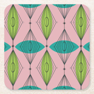 Atomar-Rosa-Ogee- und Sternenburst-Hartpapier-Unte Rechteckiger Pappuntersetzer