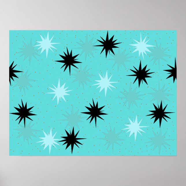 Atomar-Turquoise-Sternenexplosionen-Plakat Poster (Vorne)