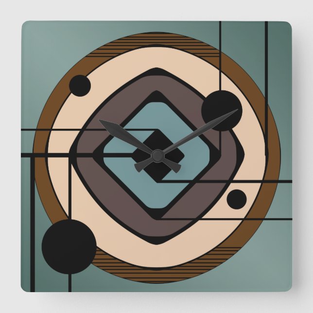 Atomära-abstrakte Kunst 'Coaster Quadratische Wanduhr (Vorderseite)