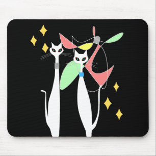 Atomära-Mitte- des Jahrhundertsmoderne weiße Kat Mousepad