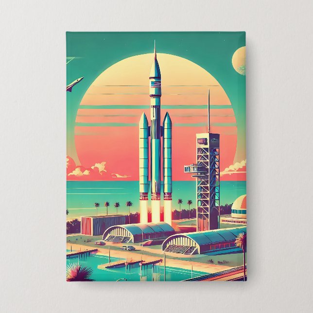 Atomare futuristische neue Startrampe in Florida Button (Vorderseite)
